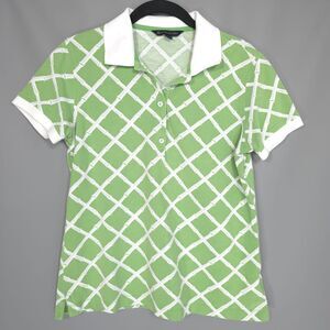 BROOKS BROTHERS‎ Green Polo Shirt Short Sleeve Cotton Patterned Womens M